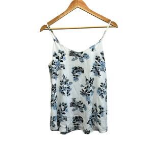 Pink Republic Floral Tank Top Medium White Blue Adjustable Straps‎ Flowy Lined